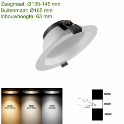 LED-Downlight 3 color Ø135 18W - prdt135-led-down-3 color