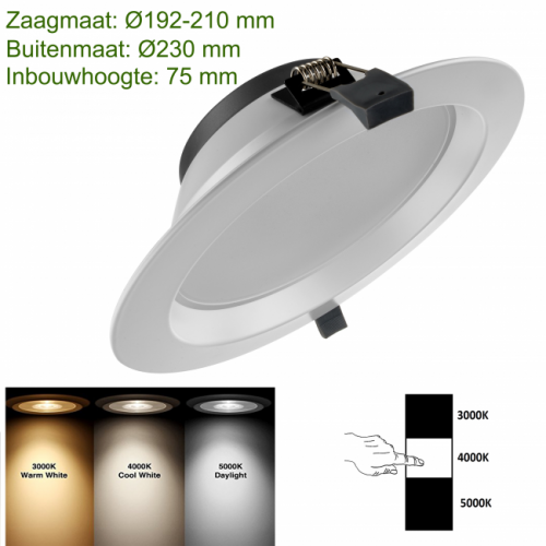 Led Downlight 3 color Ø195 20W - prdt195-led down 3 color