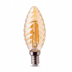 LED Filament E14 Kaars Ribbel Dimbaar Amber 2W - lvv-272255