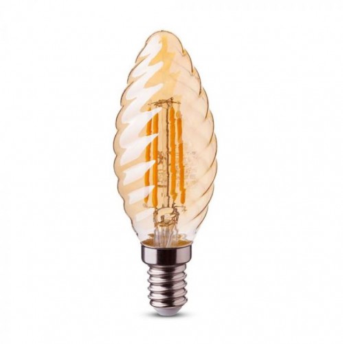 LED Filament E14 Kaars Ribbel Dimbaar Amber 2W - lvv-272255